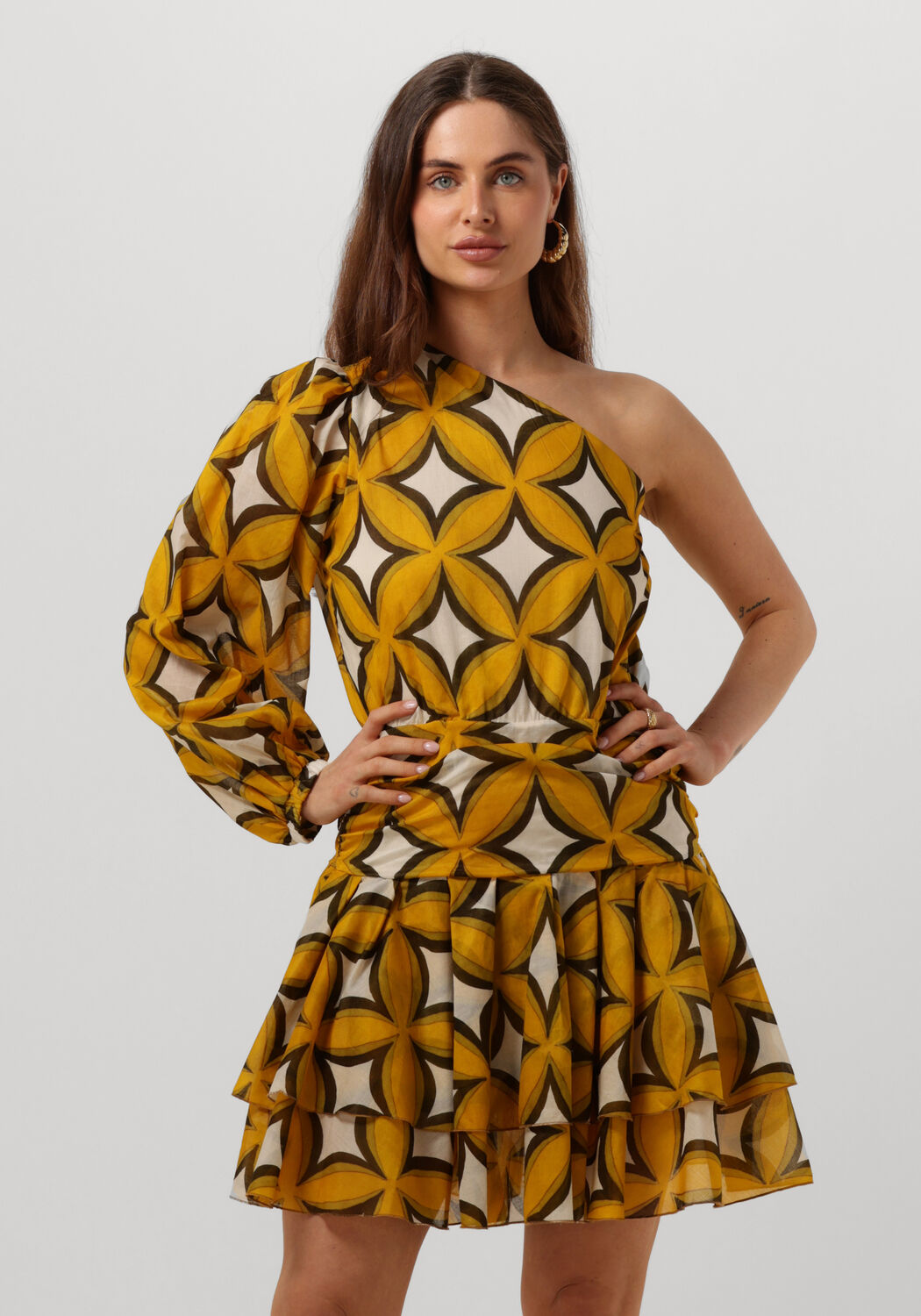 Amaya Amsterdam Mini Jurk Dames Cherry Dress, Maat: L, Kleur: Geel