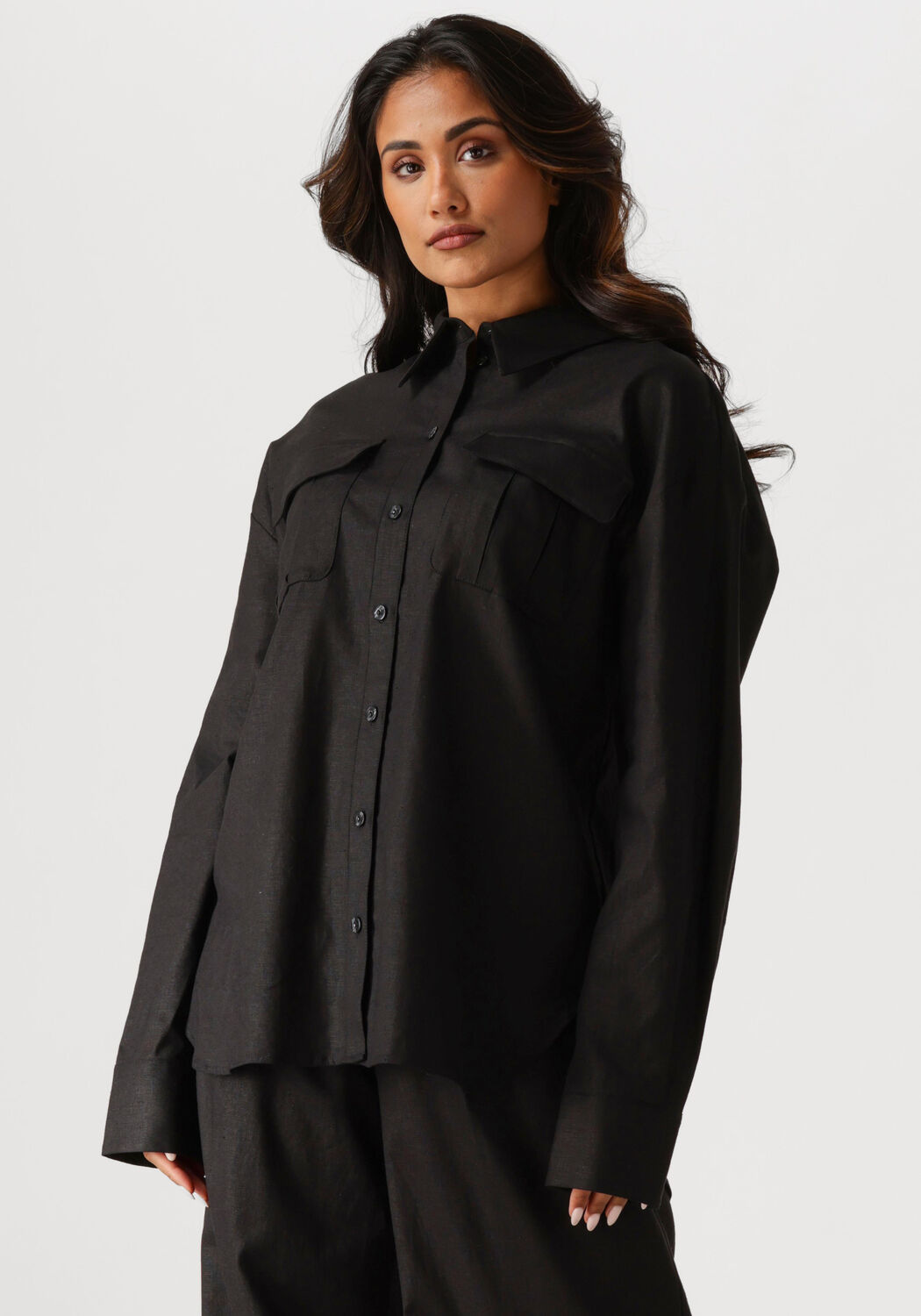Gestuz Blouse Dames Elarahgz Linen Shirt, Maat: 34, Kleur: Zwart afbeelding 1