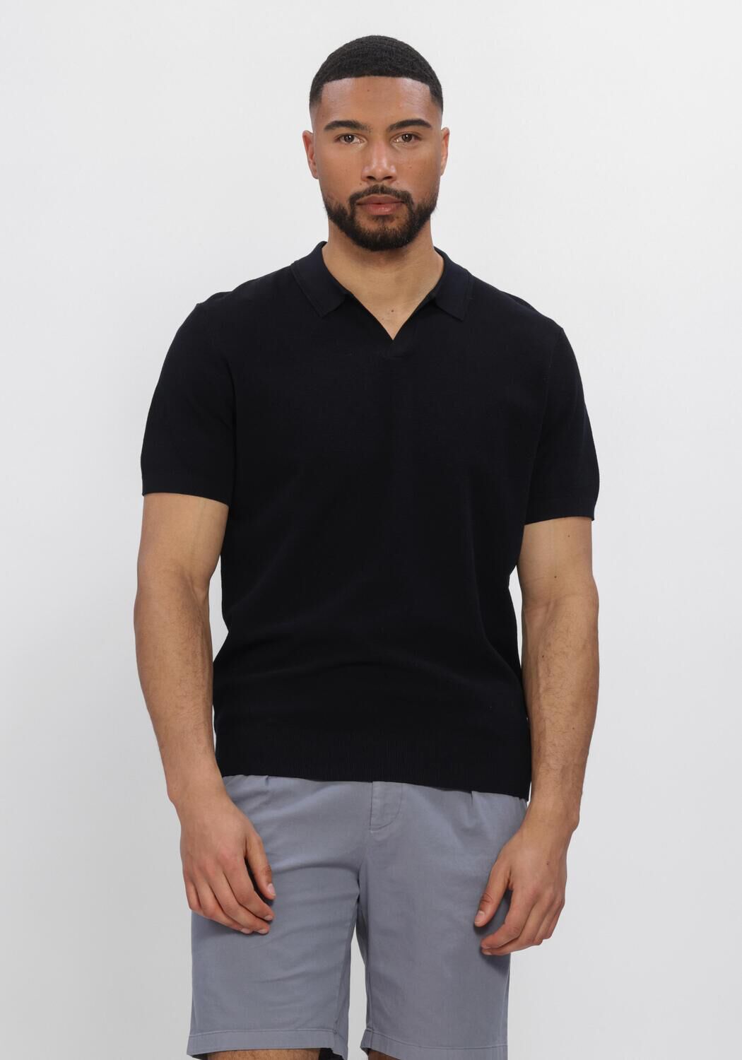 Profuomo Polo Heren Luxury Basic, Maat: L, Kleur: Zwart afbeelding 1