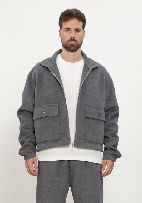 Grijze HOPEIUM Jack WINTER WOOLY SHORT JACKET GREY MELANGE - large