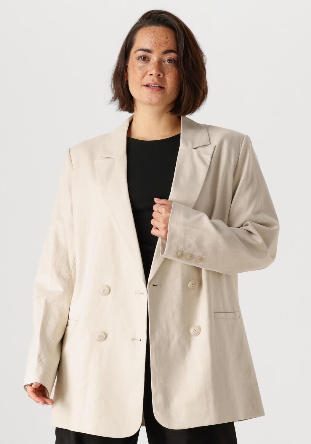 Gestuz Blazer Dames Elarahgz Linen Blazer, Maat: 38, Kleur: Gebroken wit afbeelding 1