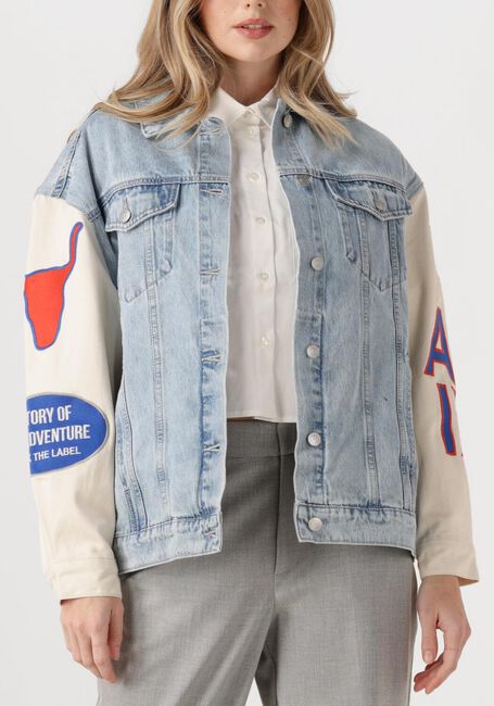 Blauwe ALIX THE LABEL Spijkerjas LADIES WOVEN MIXED SLEEVES DENIM JACKET - large