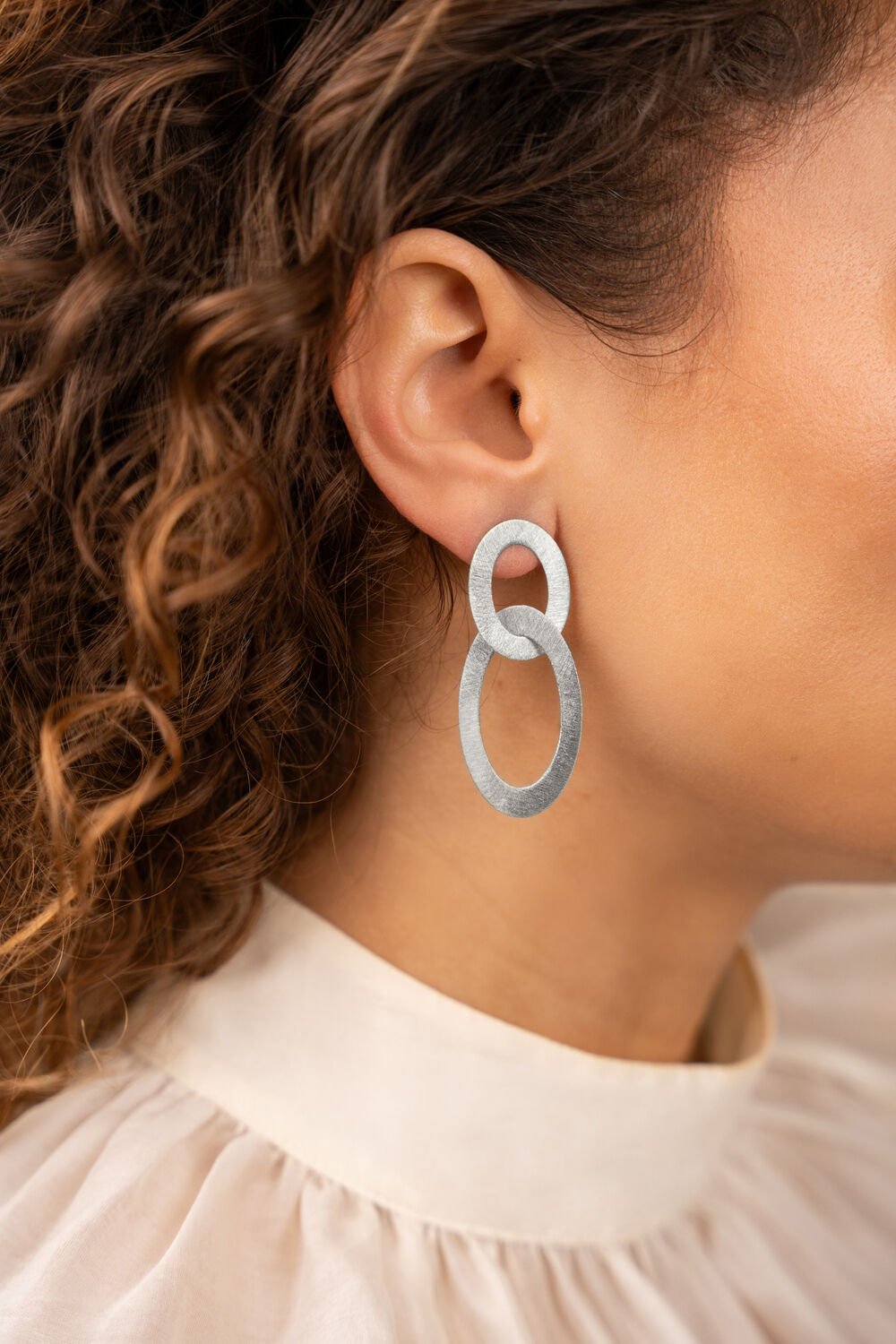 Zilverkleurig LOTT. GIOIELLI Oorbellen CL EARRING DOUBLE OVAL CHARM SATIN - large