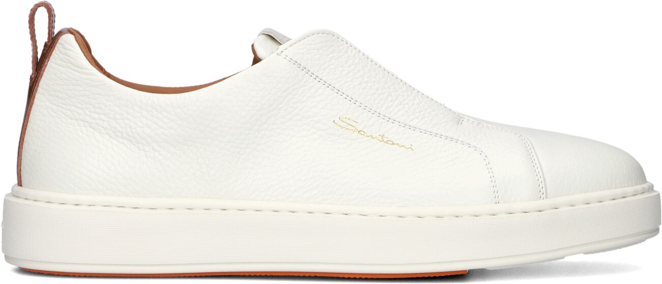 Santoni Lage Sneakers Heren 21959 Led, Maat: 42, Materiaal: Leer, Kleur: Wit