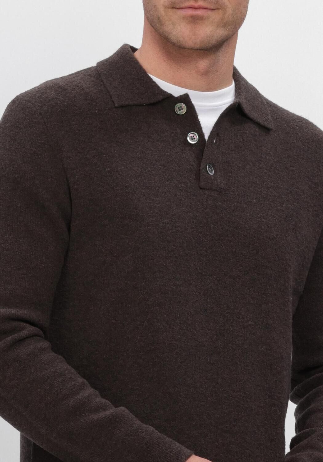 Bruine PROFUOMO Polo POLO LS BOILED WOOL - large