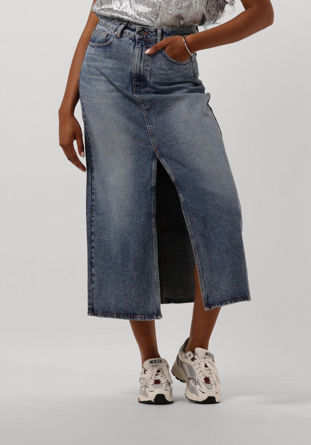 blauwe co couture spijkerrokken vika slit denim skirt