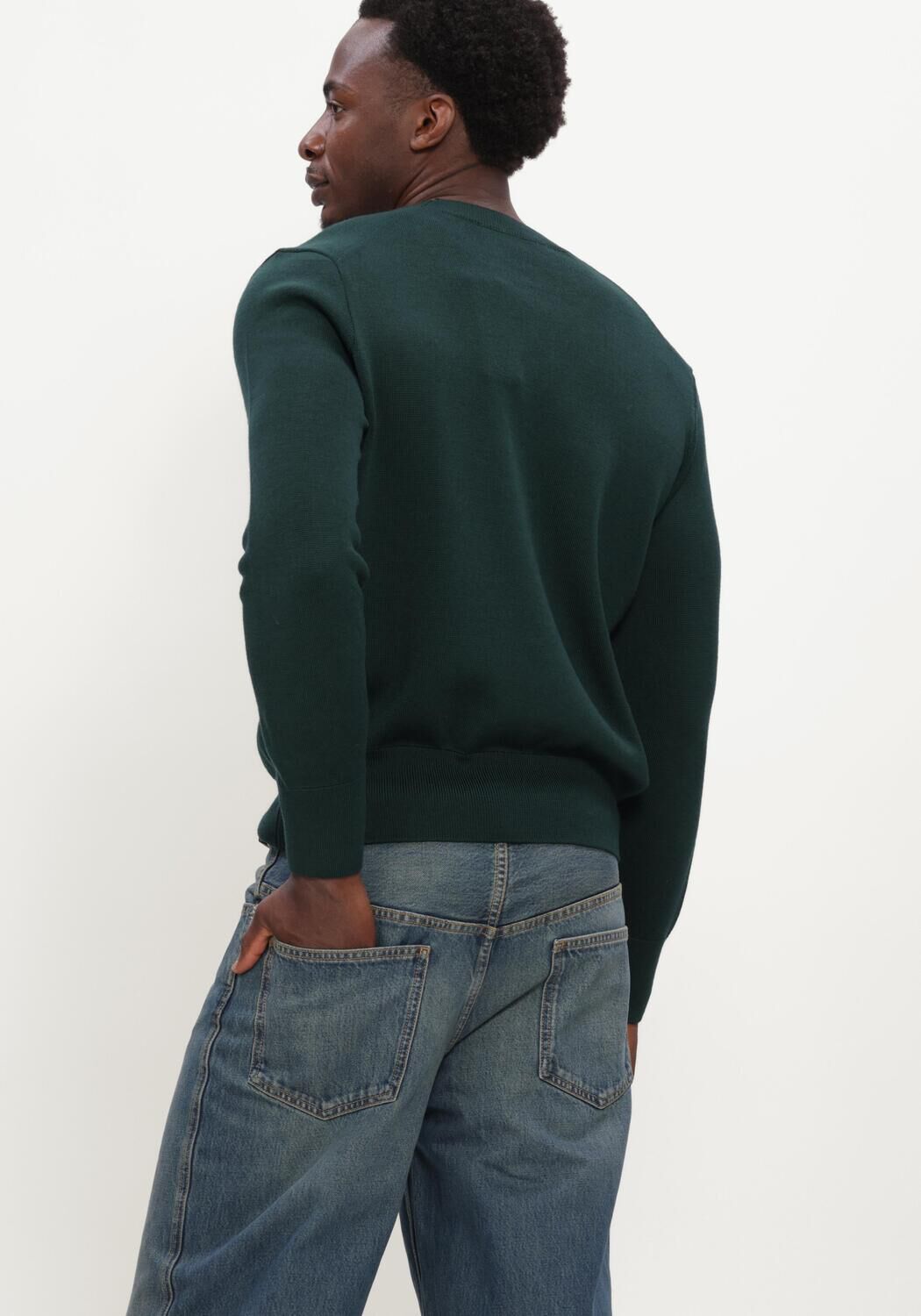 Donkergroene AMI PARIS Trui QUOTA - CREWNECK SWEATER WITH AMI DE COEUR - large