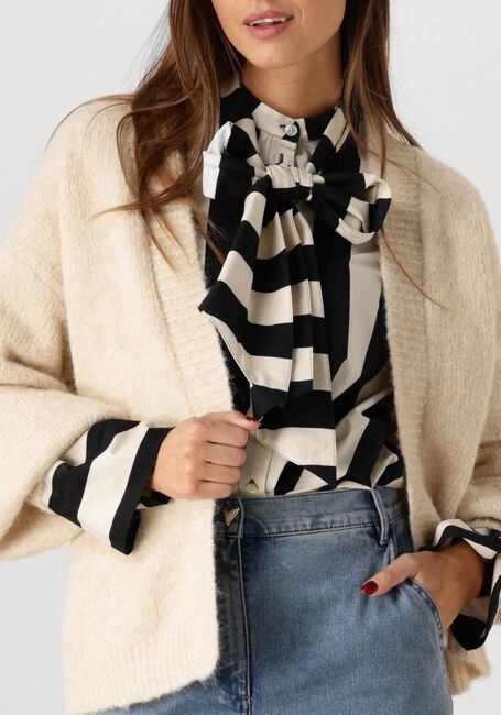 Beige SUMMUM Vest PUFF SLEEVE CARDIGAN COZY MELANGE KNIT - large