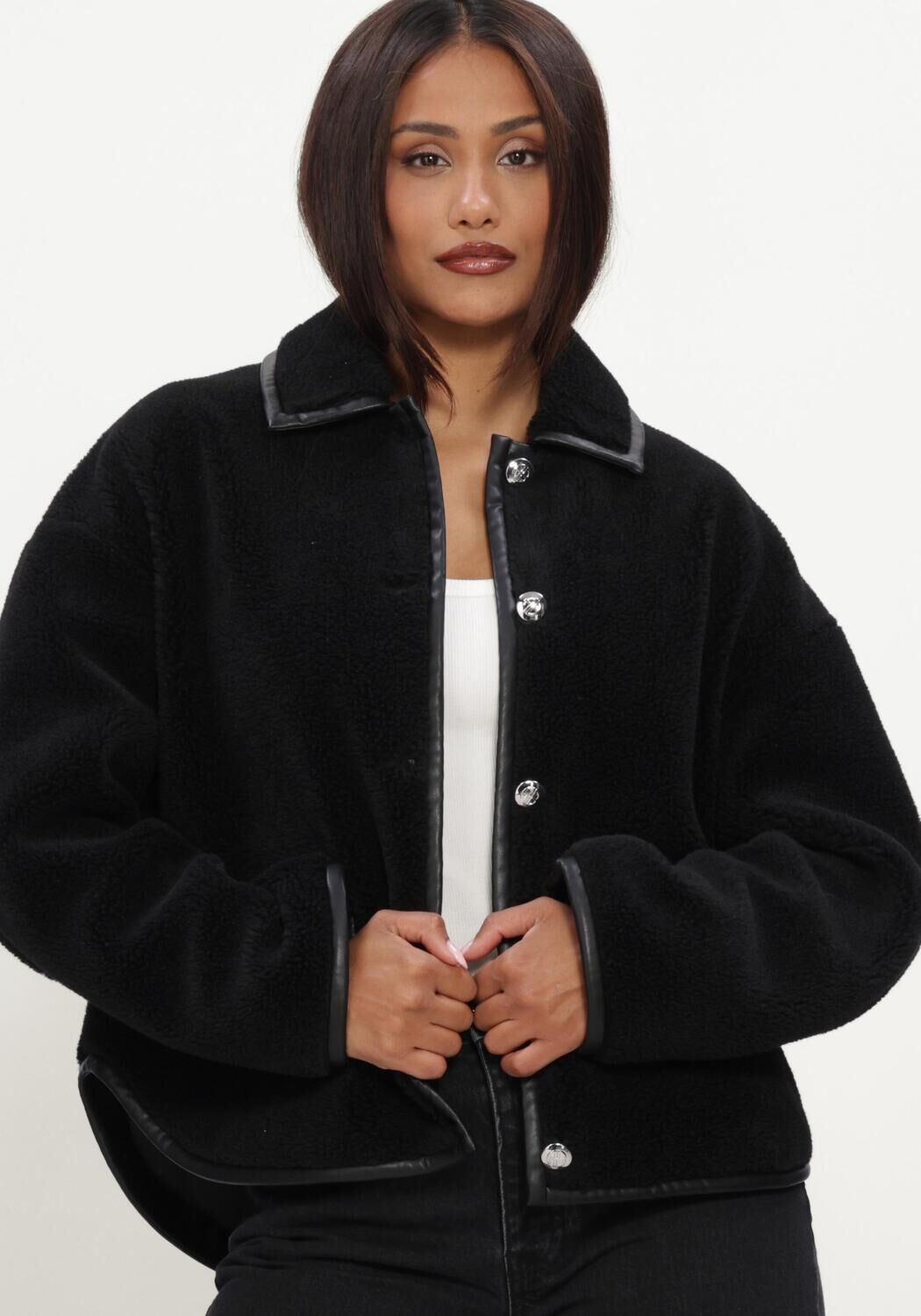 Zwarte ANINE BING Teddy jas CAMDEN JACKET - large