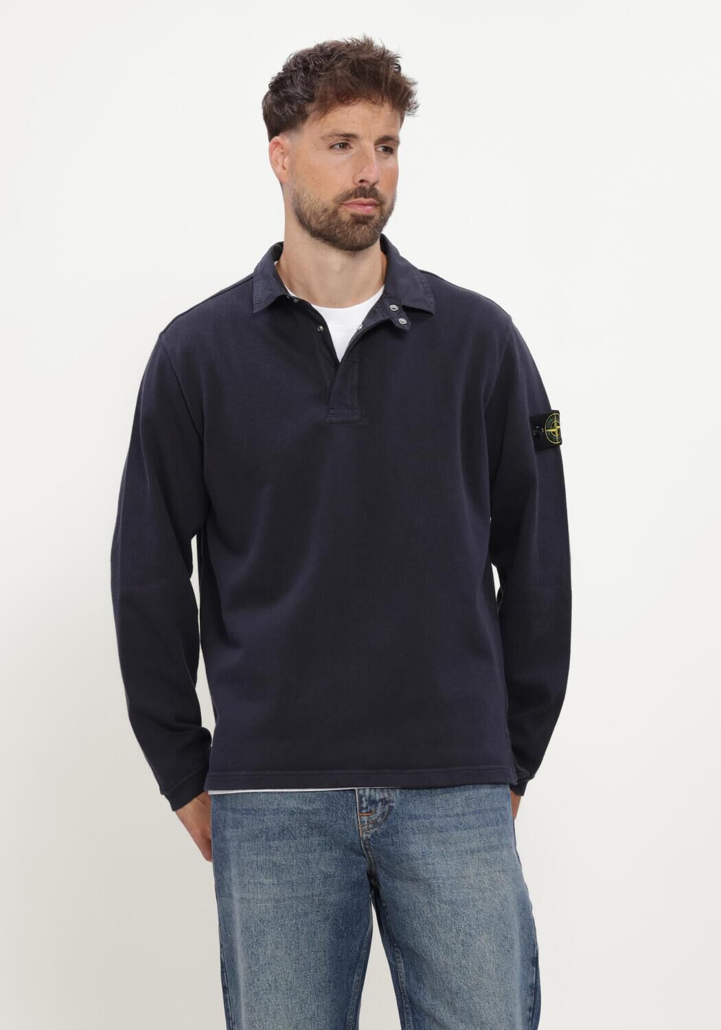 Blauwe STONE ISLAND Sweater LS POLO S0406 - large