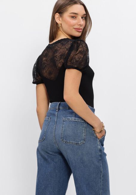 Zwarte ROSEMUNDE T-shirt BEATHA FULL LACE V-NECK T-SHIRT - large