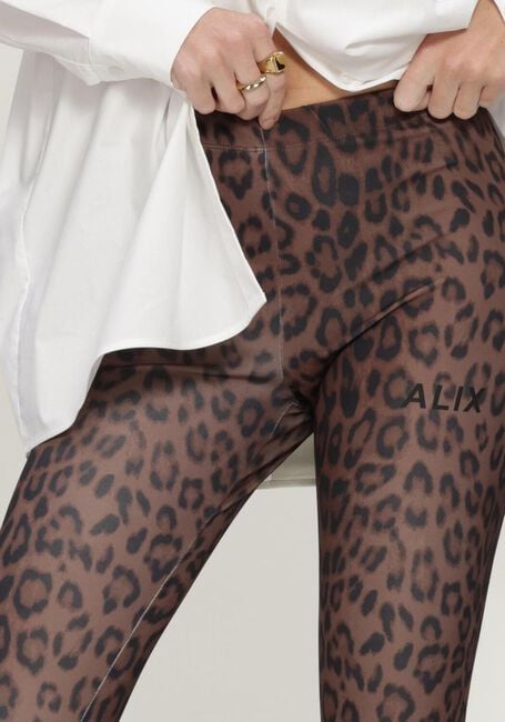 Bruine ALIX THE LABEL Legging LADIES KNITTED LEOPARD LEGGING - large