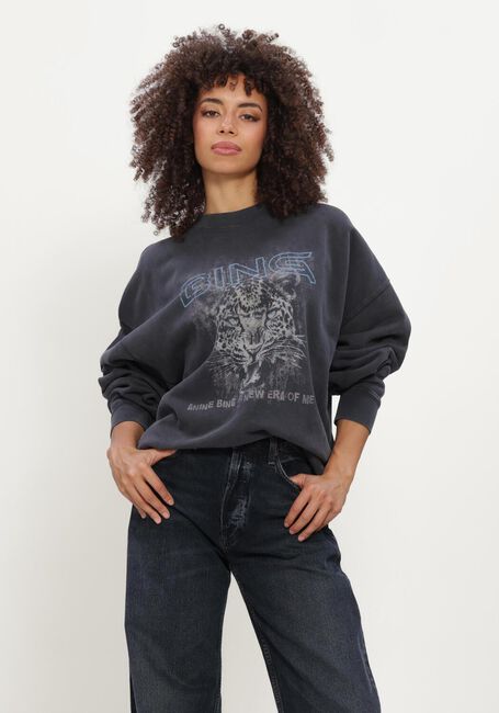 Donkergrijze ANINE BING Sweater MILES SWEATSHIRT LEOPARD MUSE - large