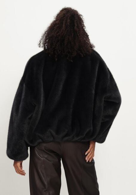Zwarte STUDIO AR Faux fur jas ETTA FAUX MIN - large