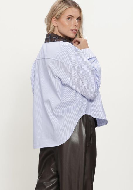 Blauwe JOHNY Blouses SARA MULITICHECK OXFORD STRIPE FRANEL - large