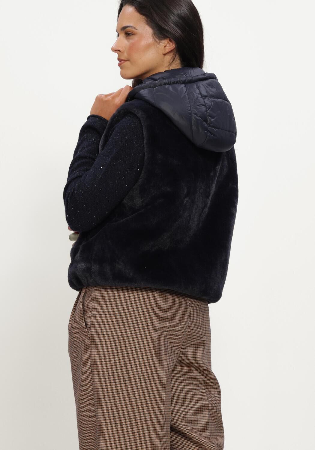 Zwarte LUISA CERANO Vest WESTE IN FELL-OPTIK - large