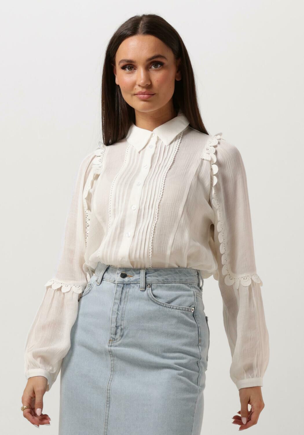 AAIKO Blouse Dames Erlina Vis 518, Maat: L, Kleur: Gebroken wit