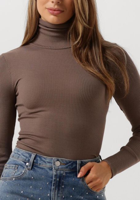 Taupe ROSEMUNDE Coltrui SILK T-SHIRT W/ ROLLER NECK - large