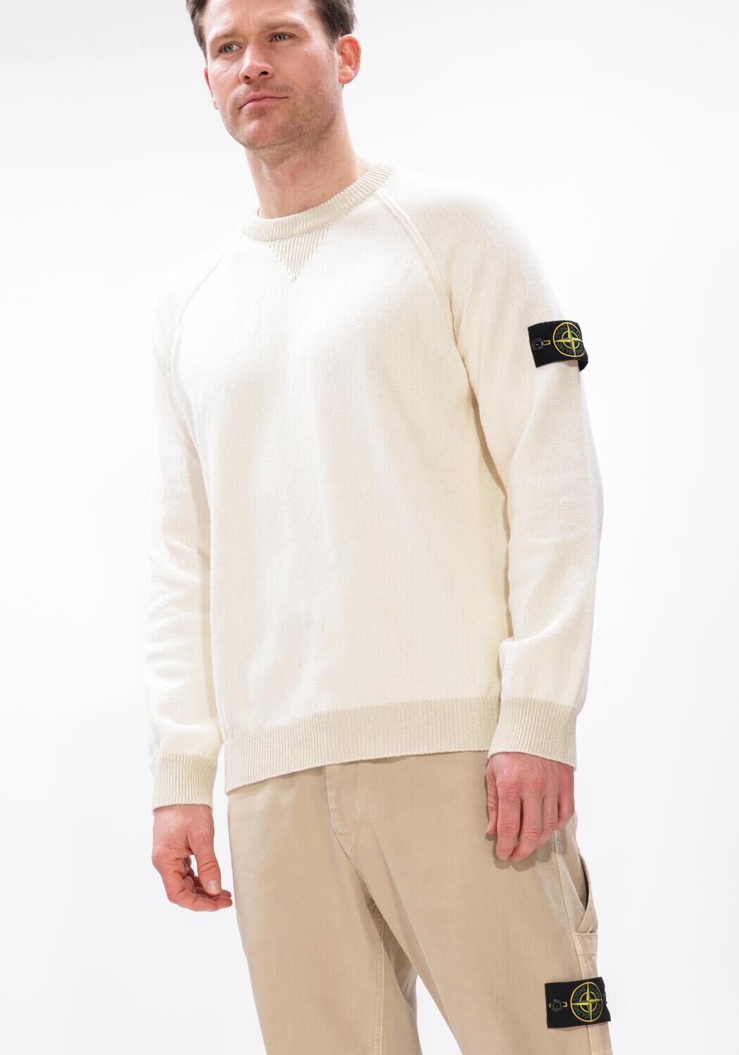 Creme STONE ISLAND Trui CREW NECK S01D3 - large