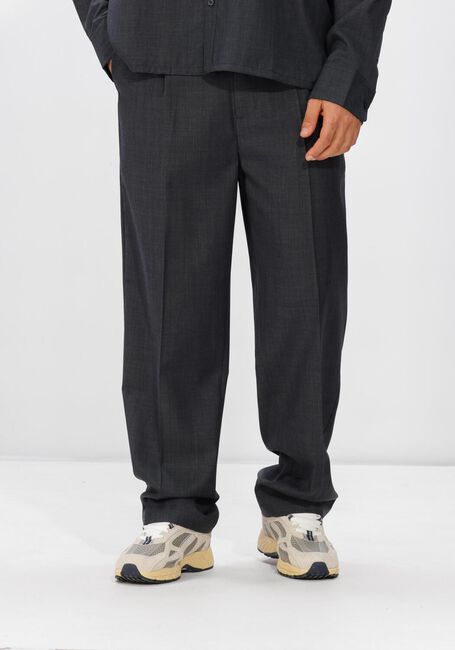 Donkergrijze OLAF HUSSEIN Chino REGULAR WOOL BLEND PLEATED PANT - large