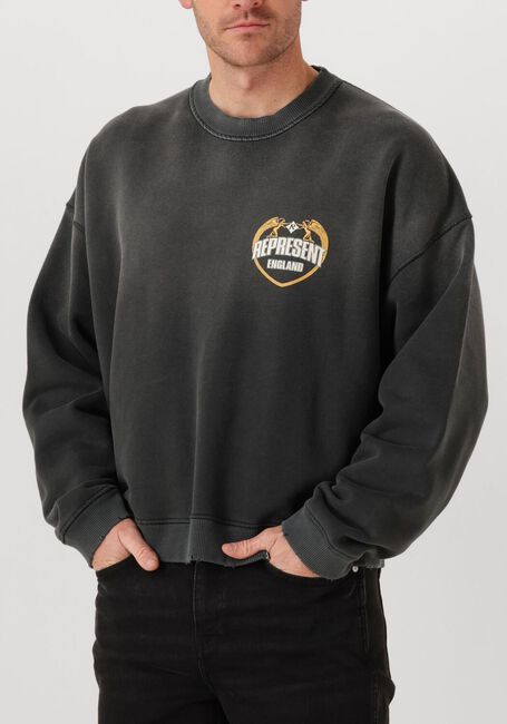 Donkergrijze REPRESENT Trui ANGEL BORDER SWEATSHIRT - large