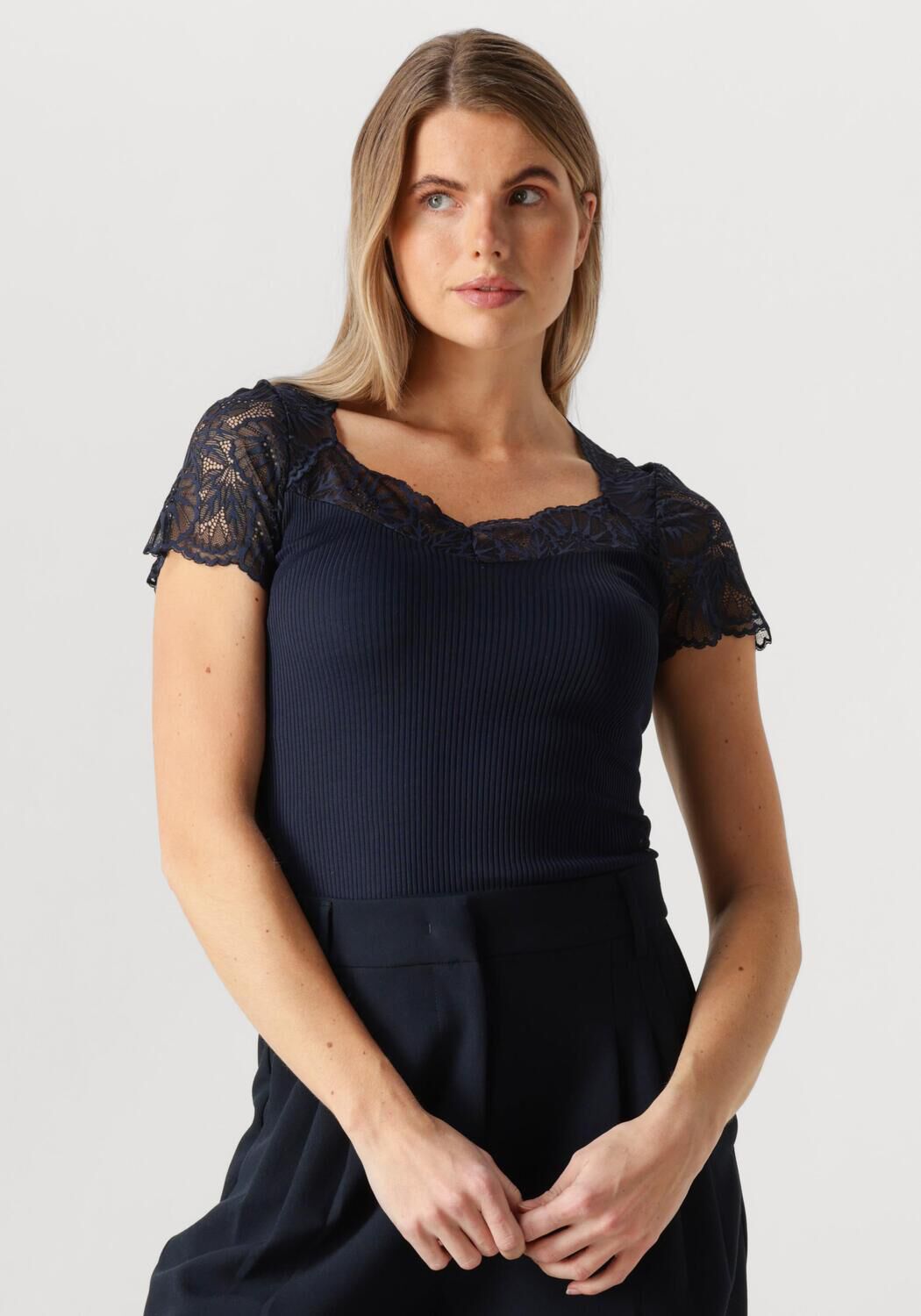 Rosemunde Top Dames Beatha Capsleeve, Maat: M, Kleur: Donkerblauw afbeelding