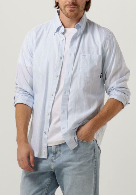 Blauw/wit gestreepte TOMMY HILFIGER Casual overhemd OXFORD STRIPE RF SHIRT - large