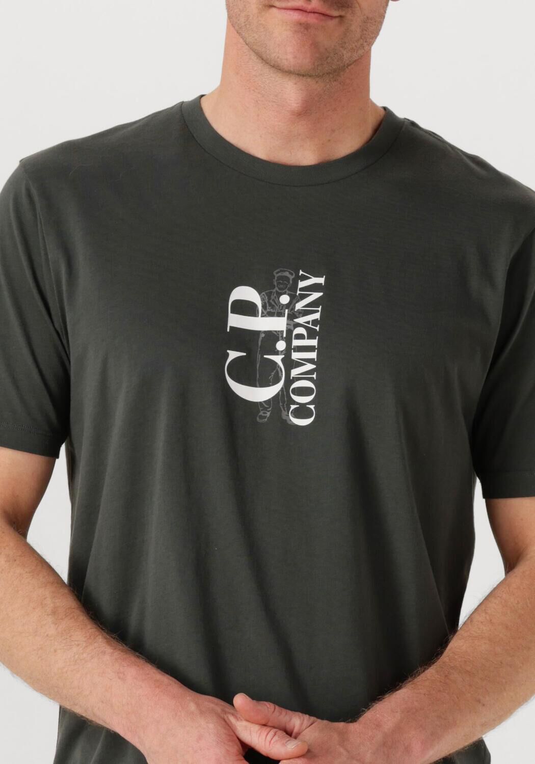 Donkergrijze CP COMPANY T-shirt T SHIRTS SHORT SLEEVE IN JERSEY 30/1 - large