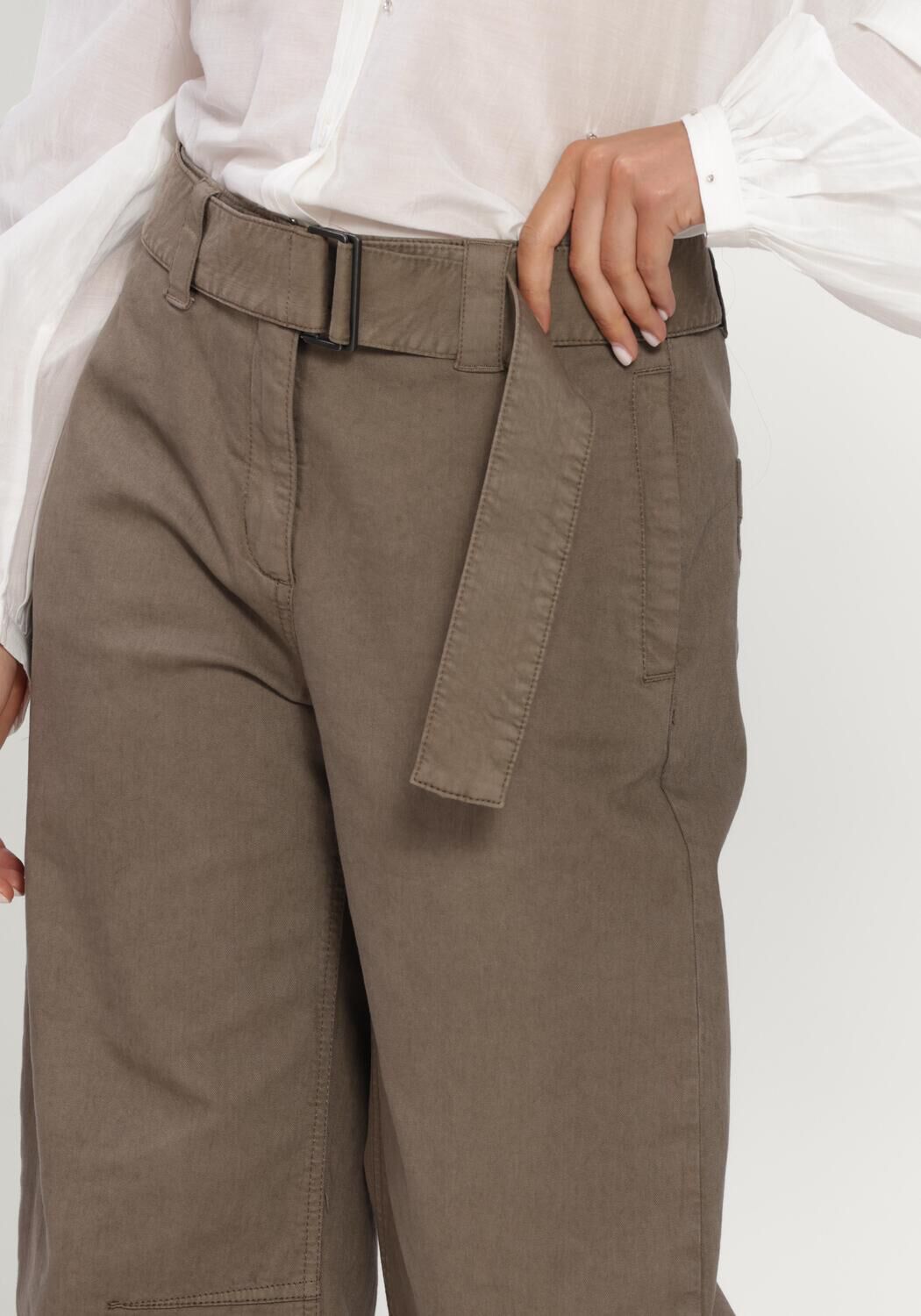 Khaki LUISA CERANO Wijde broek BARRELLEG-COLOUR-DENIM - large