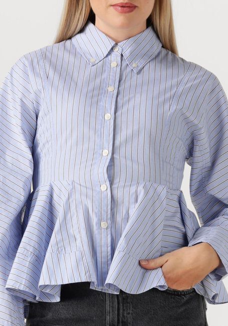 GANNI STRIPE COTTON PEPLUM SHIRT - large