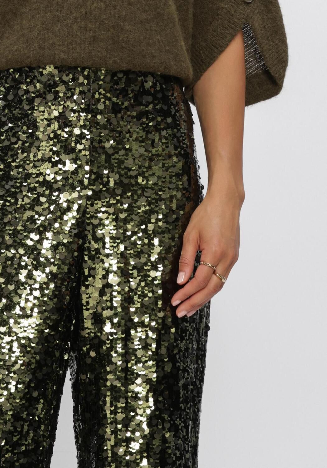 Groene DANTE6 Wijde broek SALUZ SEQUINS PANTS - large