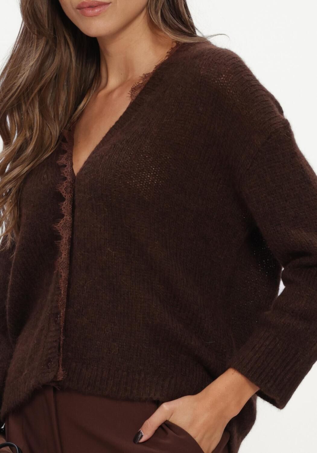 Bruine LUISA CERANO Trui CARDIGAN AUS ALPAKA-MIX - large