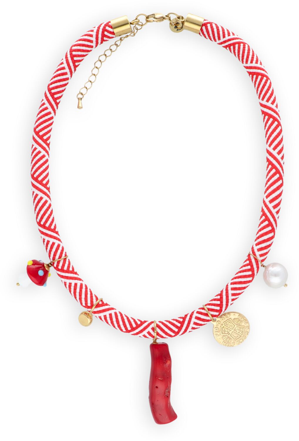 Bonnie Studios Ketting Dames Bill Pendant Necklace, Materiaal: Textiel, Kleur: Rood afbeelding 1