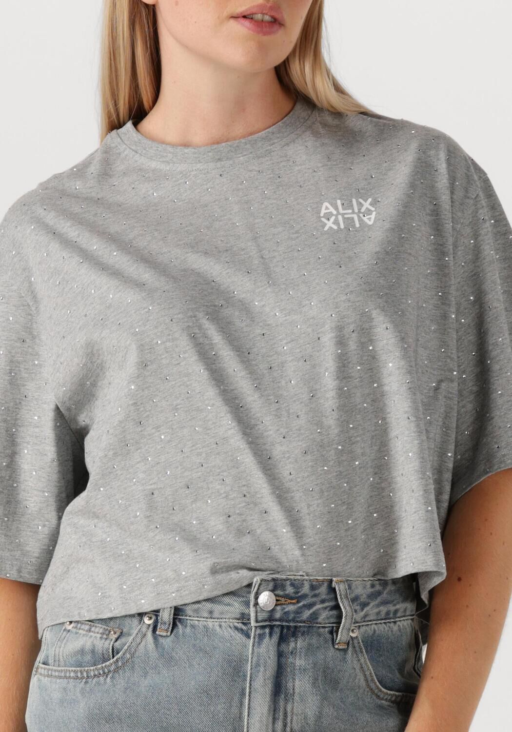 Grijze ALIX THE LABEL Blouses LADIES KNITTED STUDDED T-SHIRTS - large