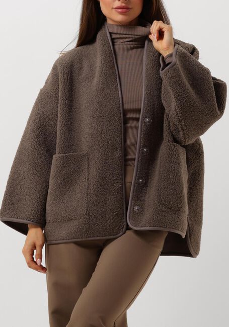 Bruine KNIT-TED Leren jas JOKO - large