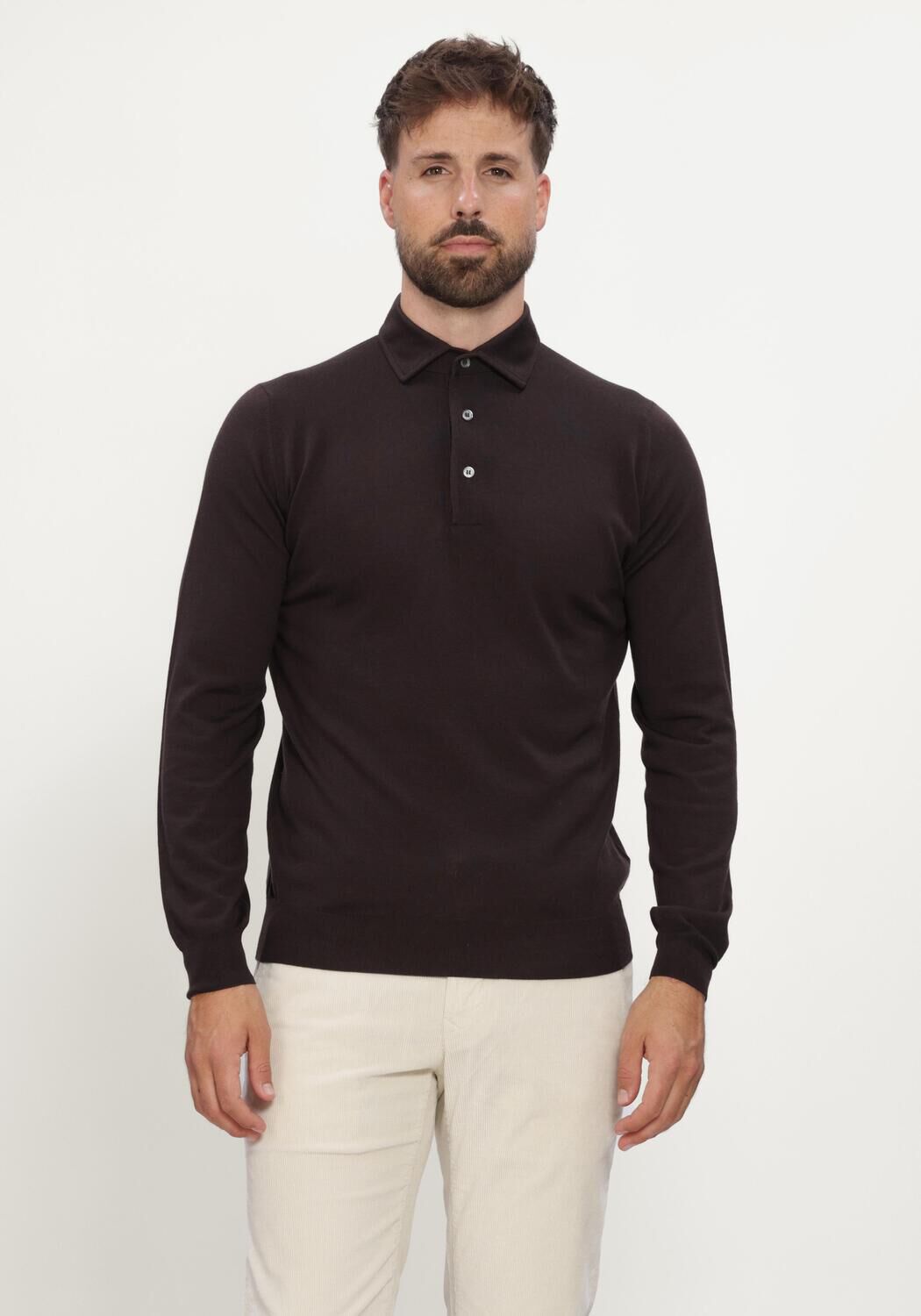 Bruine FILIPPO DE LAURENTIIS Polo POLO ML PARAMONTURA R.MERINO - large