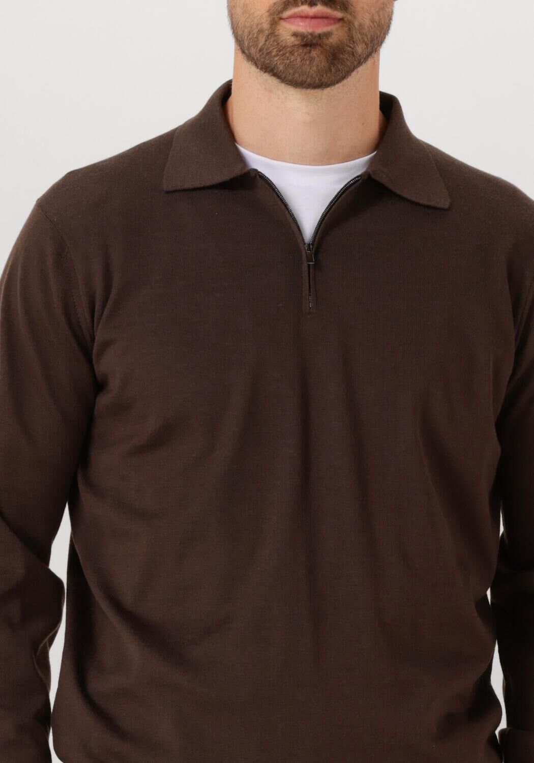 Bruine FILIPPO DE LAURENTIIS Trui POLO ZIP ML R MERINO - large
