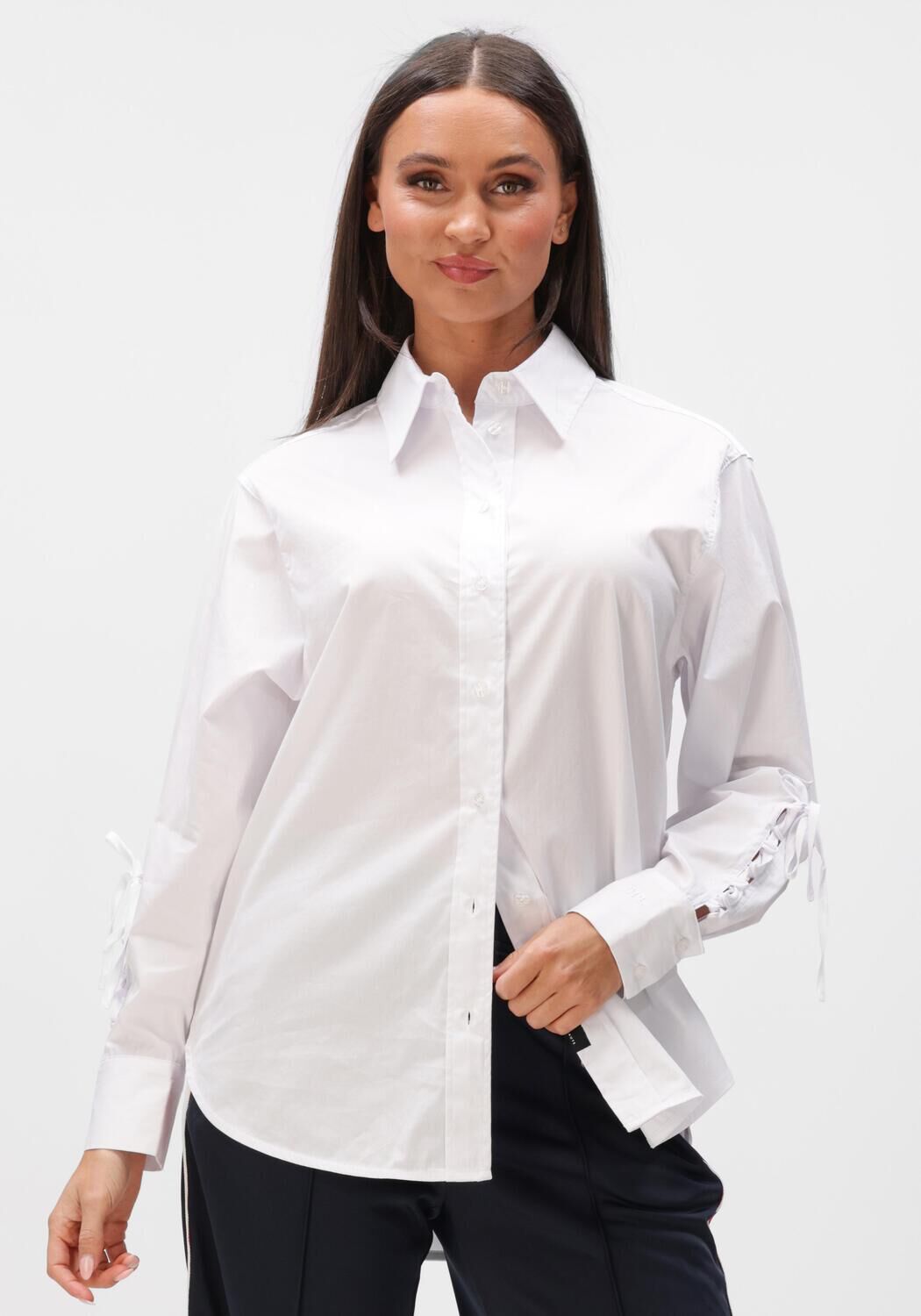 Haute L'Amitié Blouse Dames Alvina Pure Tie Shirt, Maat: XL, Kleur: Wit afbeelding 1