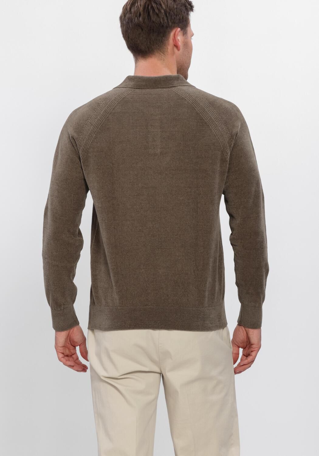 Bruine PROFUOMO Trui POLO LS CHENILLE - large