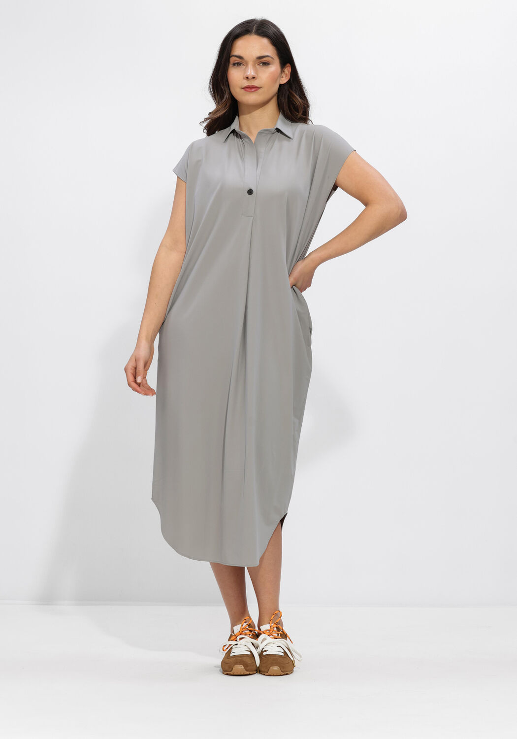 Penn & Ink Maxi Jurk Dames Dress, Maat: 38, Kleur: Lichtgrijs afbeelding 1