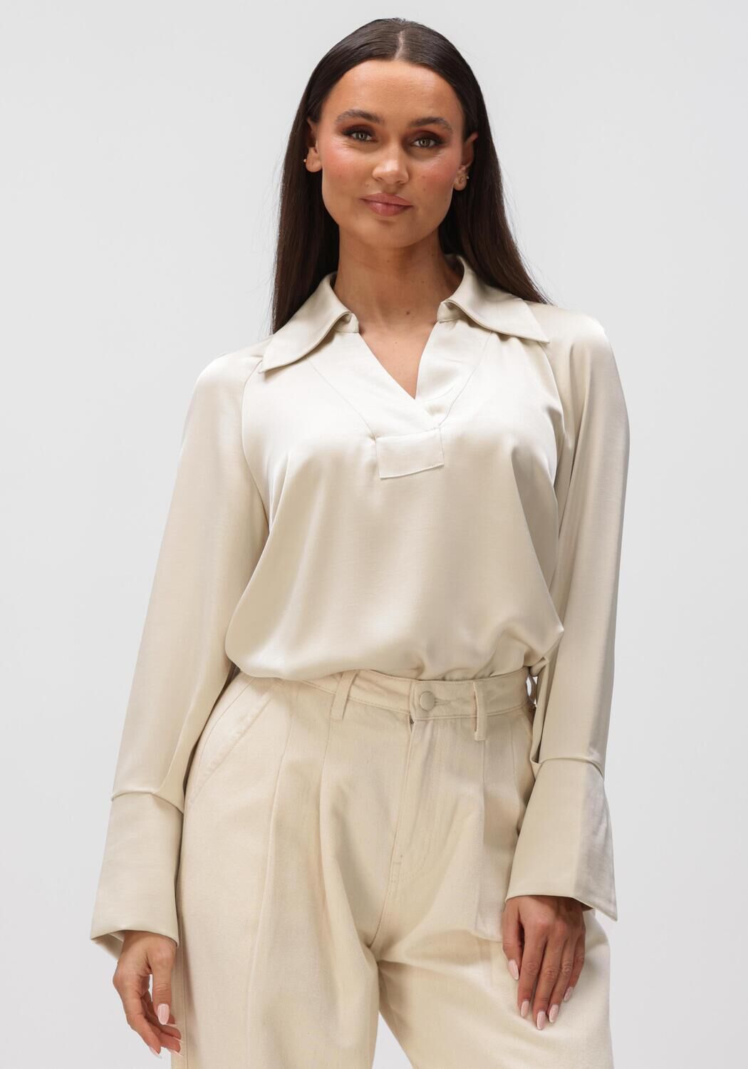 Bruuns Bazaar Blouse Dames Beckiabbkassindra Blouse, Maat: 34, Kleur: Creme afbeelding 1