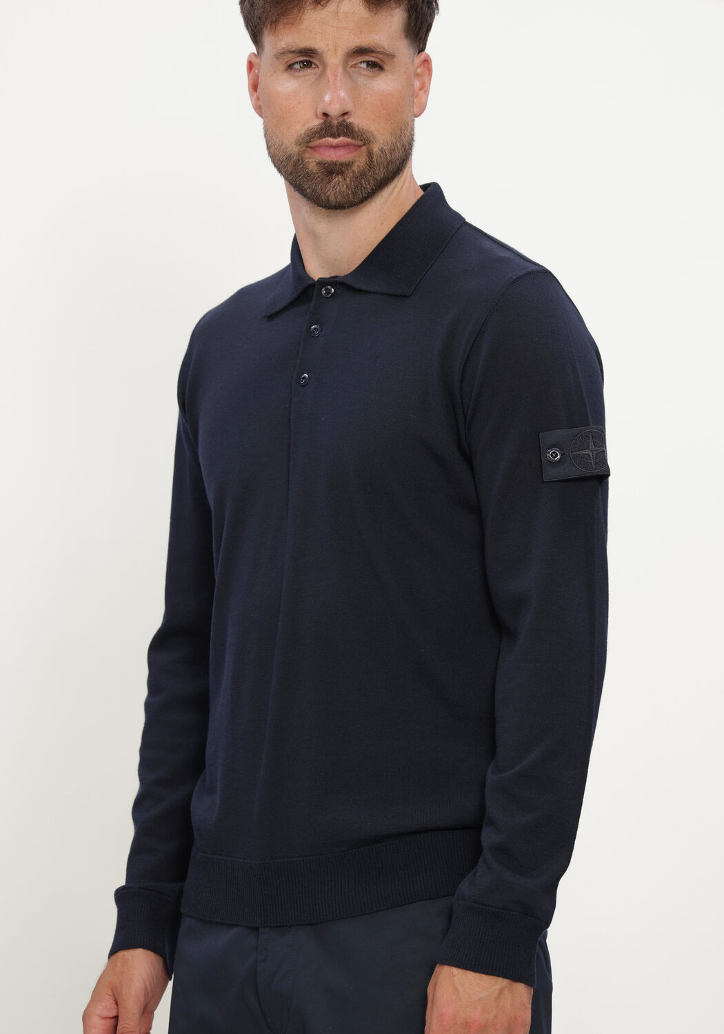 Donkerblauwe STONE ISLAND Polo LS POLO S00FC - large