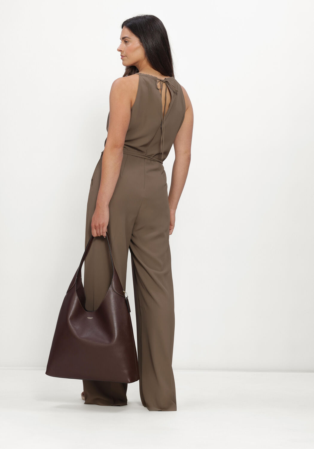 Taupe LUISA CERANO Jumpsuit JUMPSUIT MIT BINDEBANDDETAILS - large