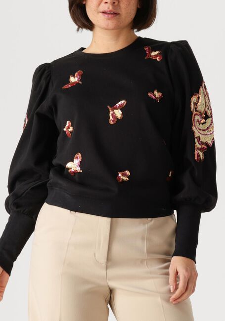 Zwarte SUMMUM Trui PUFF SLEEVE EMBELLISHED SWEATER - large