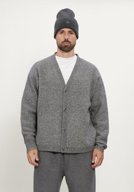 Grijze HOPEIUM Vest ALPACA BLEND LOGO CARDIGAN GREY MELANGE - large