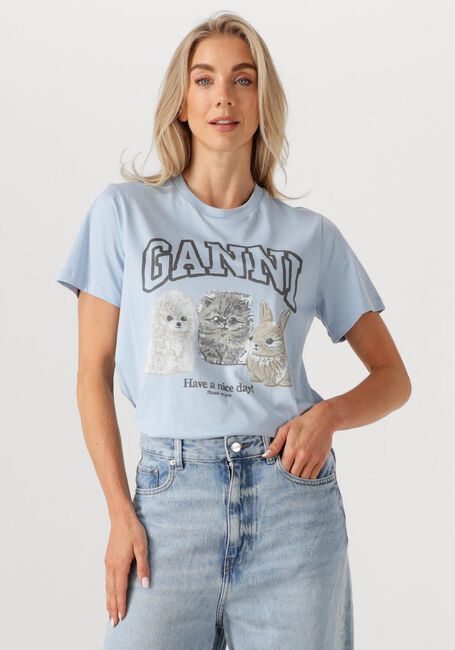 Lichtblauwe GANNI T-shirt T4278 - large