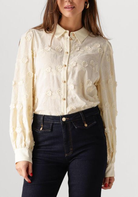 Gebroken wit SUMMUM Blouses LONGSLEEVE BLOUSE 3D FLOWER - large