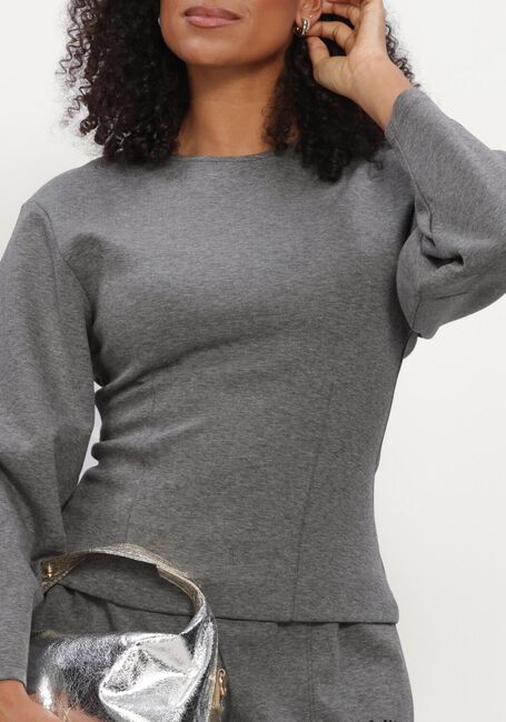 Grijze ALIX THE LABEL Tops & T-shirts LADIES KNITTED FITTED BALLOON SLEEVE TOP - large