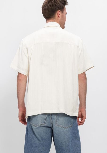 Ecru OLAF HUSSEIN Casual overhemd TEXTURED STRIPE BOXY SS SHIRTS - large