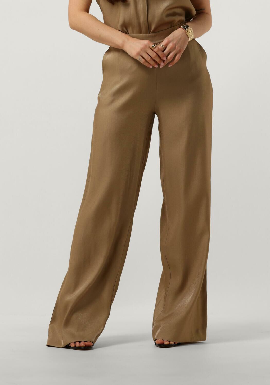 AAIKO Wijde Broek Dames Searle Shimmery Vis 355, Maat: L, Kleur: Groen